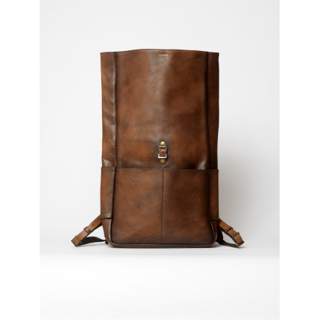 leather rolltop backpack brown
