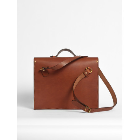 extendable leather satchel brown