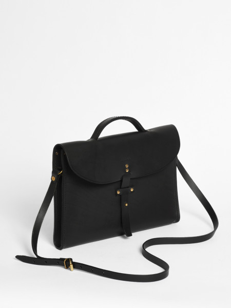 leather briefcase black