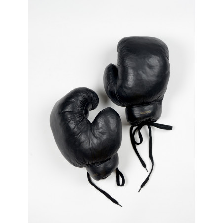 leather vintage boxing gloves black