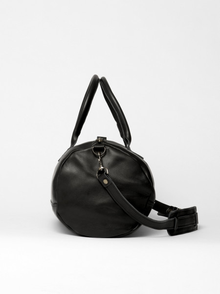 leather gym bag black