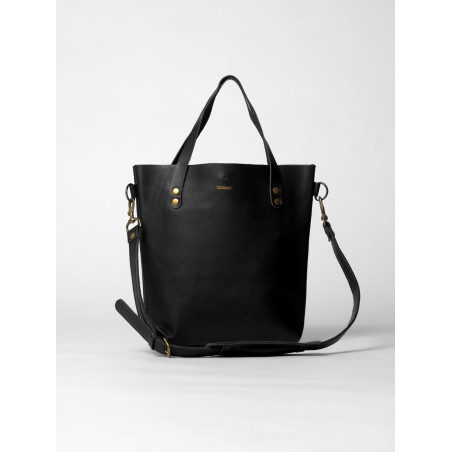 small leather tote bag black