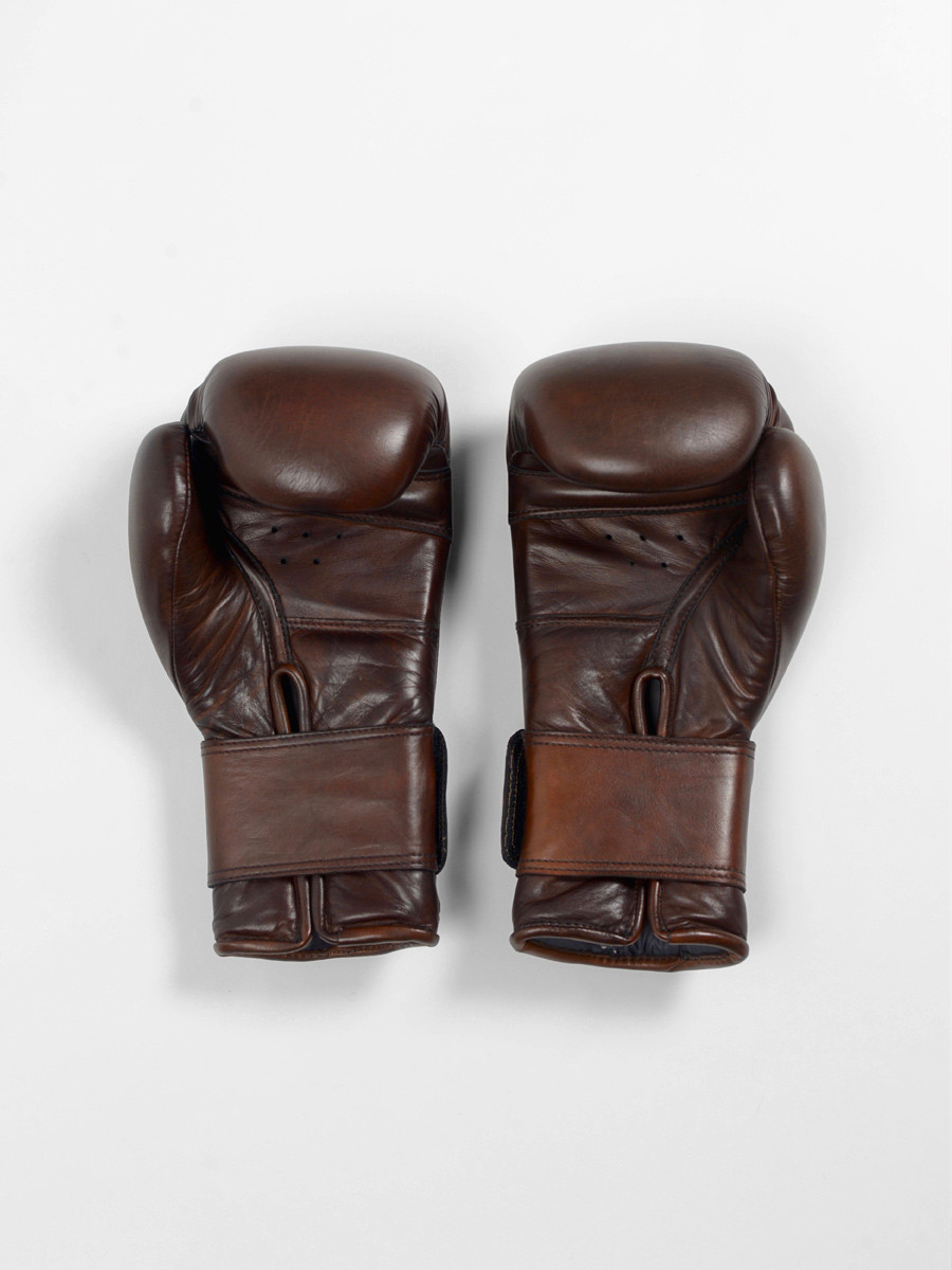 vintage leather training boxing gloves brown