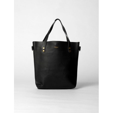 small leather tote bag black