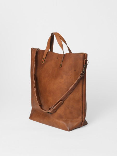 large leather tote bag cognac