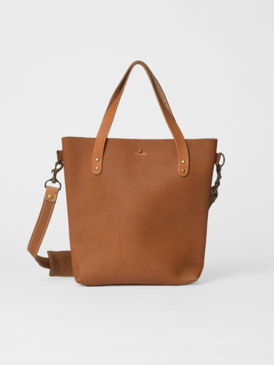 small leather tote bag natural