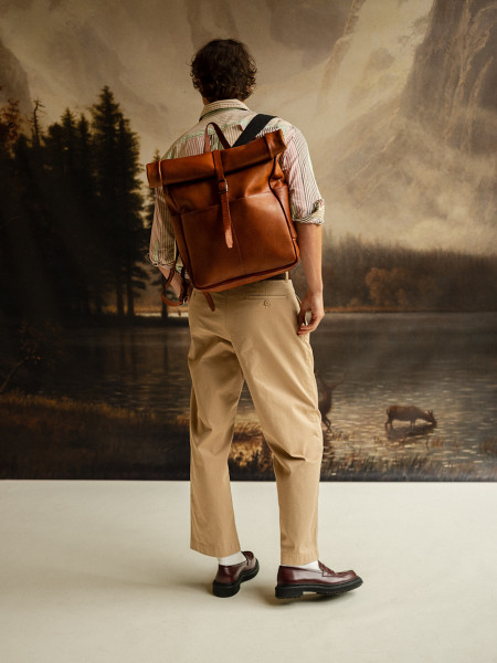 Leather Rolltop Backpack -...