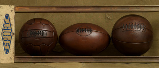 ballons sport vintage cuir leather balls john woodbridge